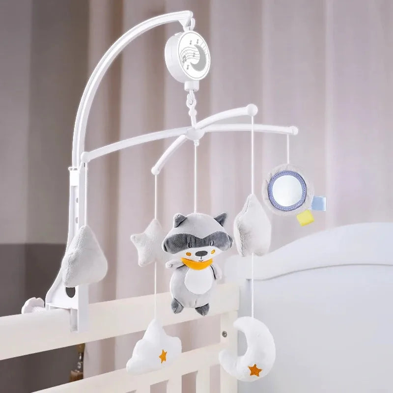 Baby Crib Mobile with Music, Rotating Cot Toy with Soft Hanging Animals for Newborn 0-6-12 Months, Bedside Soother