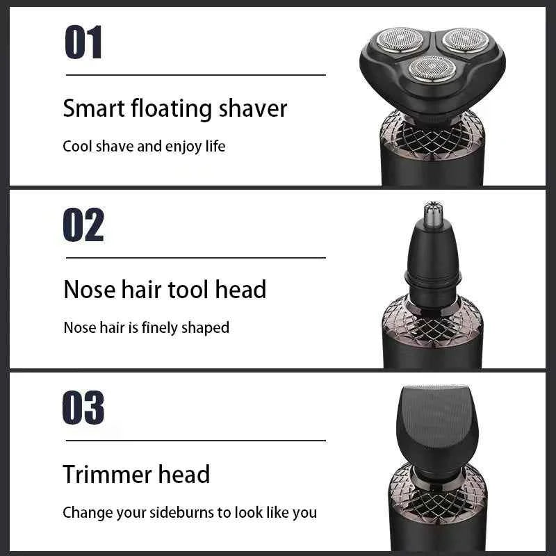 Electric Shavers for Men Waterproof Electric Trimmer Razor Wet &amp Dry Use Rechargeable Battery Rotary Shavers