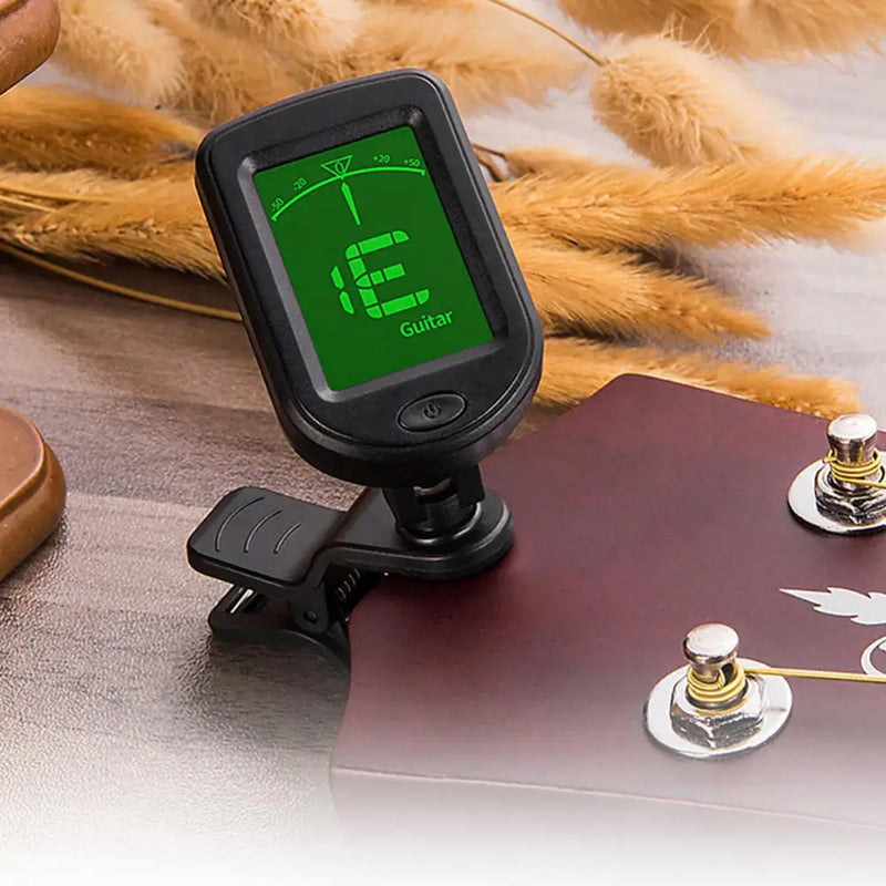 360 Degree Rotatable Universal Guitar Tuner Black Clip-On LCD Display Automatic Tuning Guitar Bass Ukulele Violin Tuner Musical