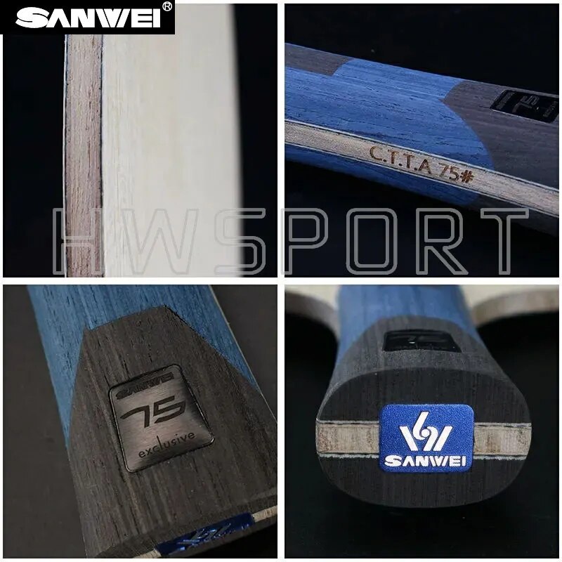 SANWEI 75 Pro Table Tennis Blade 5 Wood 2 Plies External ALC Carbon Ping Pong Blade 75 Inner with Internal Fiber Layer