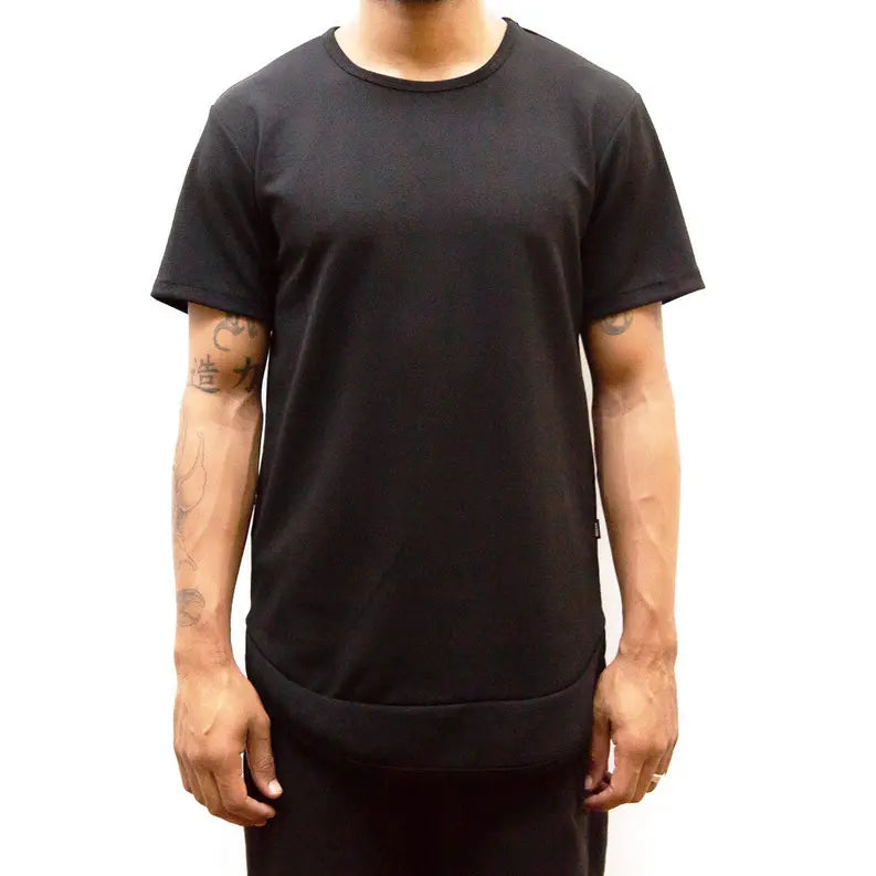 SEAMED SCALLOP TEE- BLACK WEIV