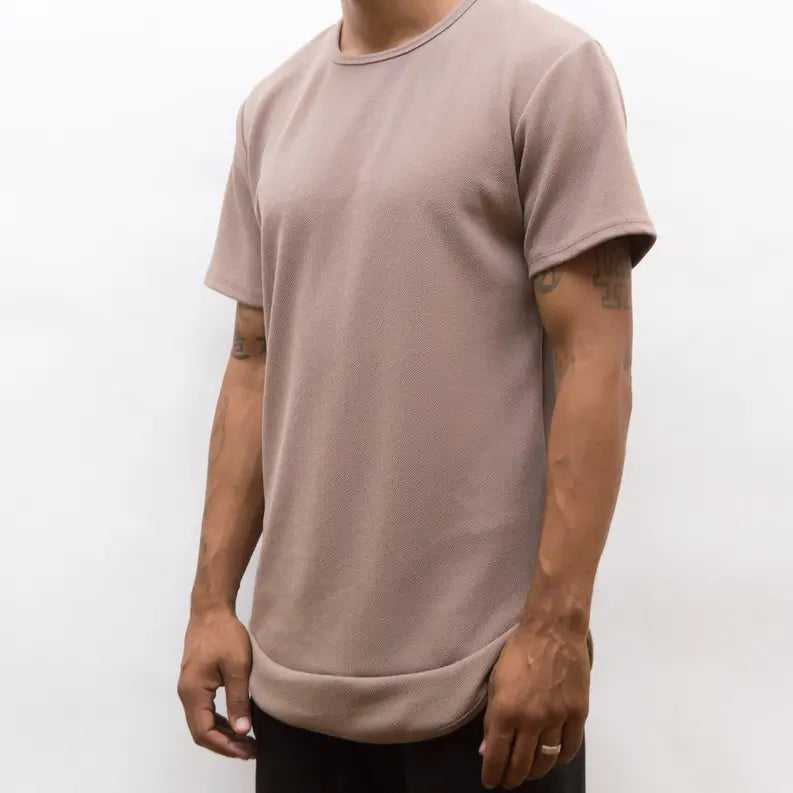 SEAMED SCALLOP TEE- SAND WEIV
