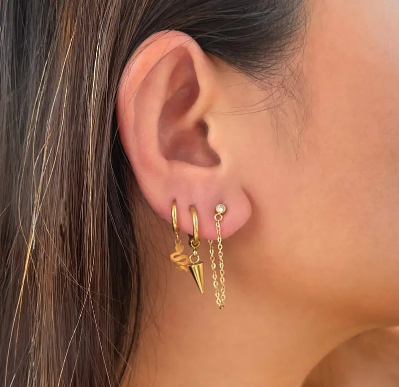 SERPENTINE GOLD HUGGIE HOOP EARRINGS Mai Desiree