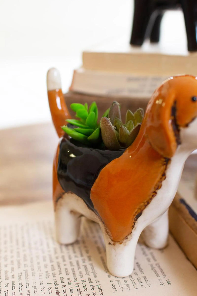 SET OF FIVE CERAMIC DOG PLANTERS Kalalou
