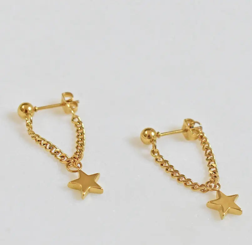 SIA GOLD STAR LOOP CHAIN EARRINGS Mai Desiree