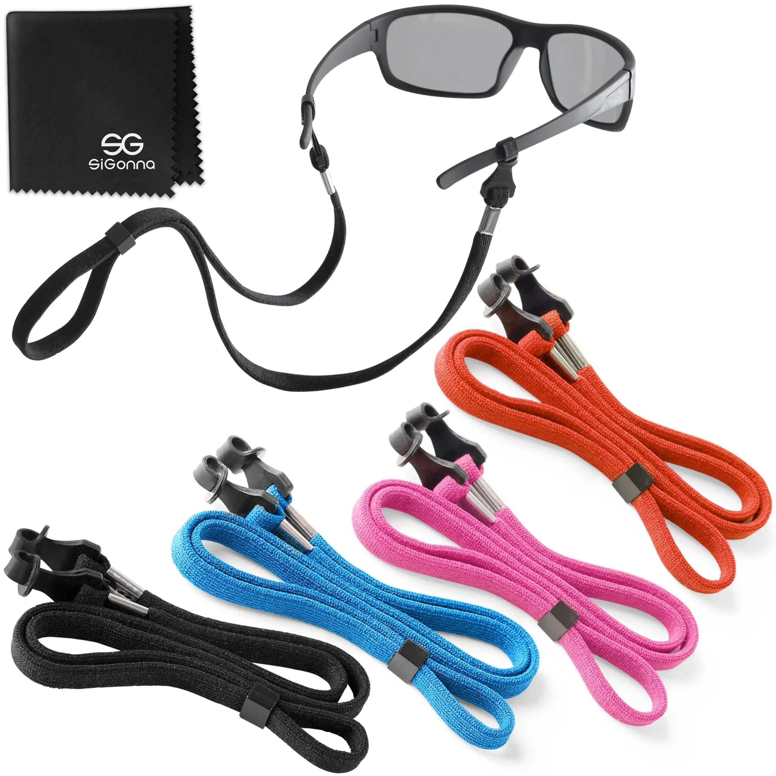 SIGONNA Eye Glasses String Holder Strap   Eyeglass Straps Cords for Men Women   Eyeglass Holders Around Neck   Sunglasses String Chain Lanyard Retainer   4 Pcs Orange Pink Sigonna
