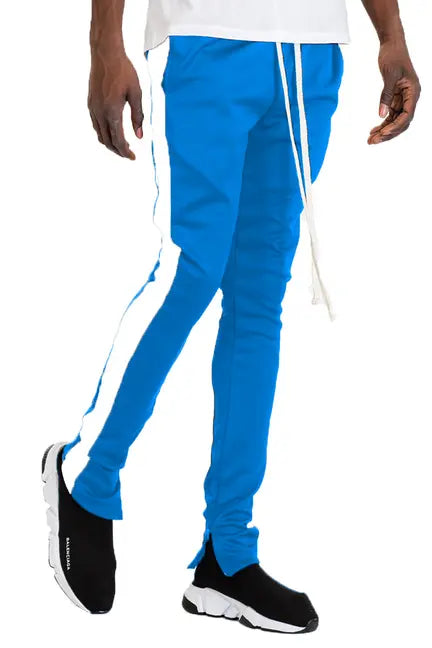 SLIM FIT TRACK PANTS- CYAN/ WHITE WEIV