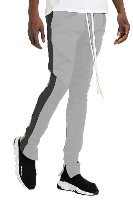 SLIM FIT TRACK PANTS- GREY/BLACK WEIV