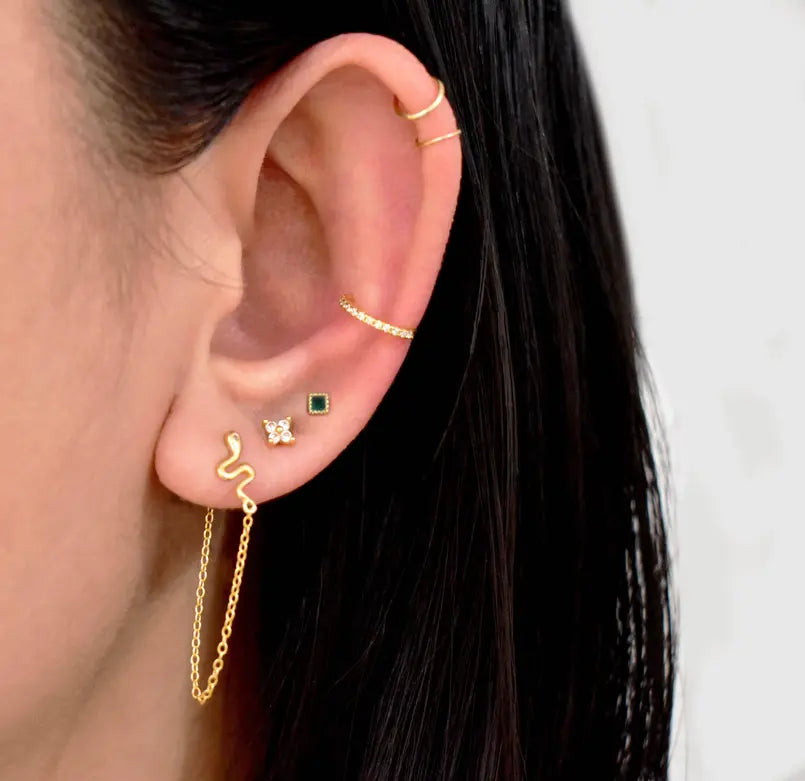 SOLANGE GOLD SNAKE CHAIN EARRING Mai Desiree