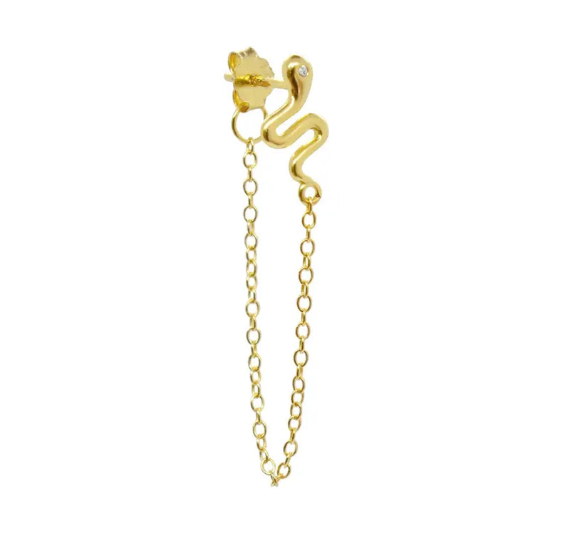 SOLANGE GOLD SNAKE CHAIN EARRING Mai Desiree