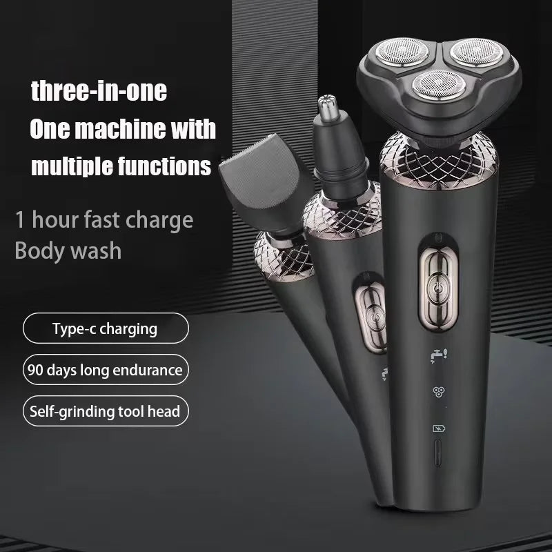 Electric Shavers for Men Waterproof Electric Trimmer Razor Wet &amp Dry Use Rechargeable Battery Rotary Shavers - GreatEagleInc