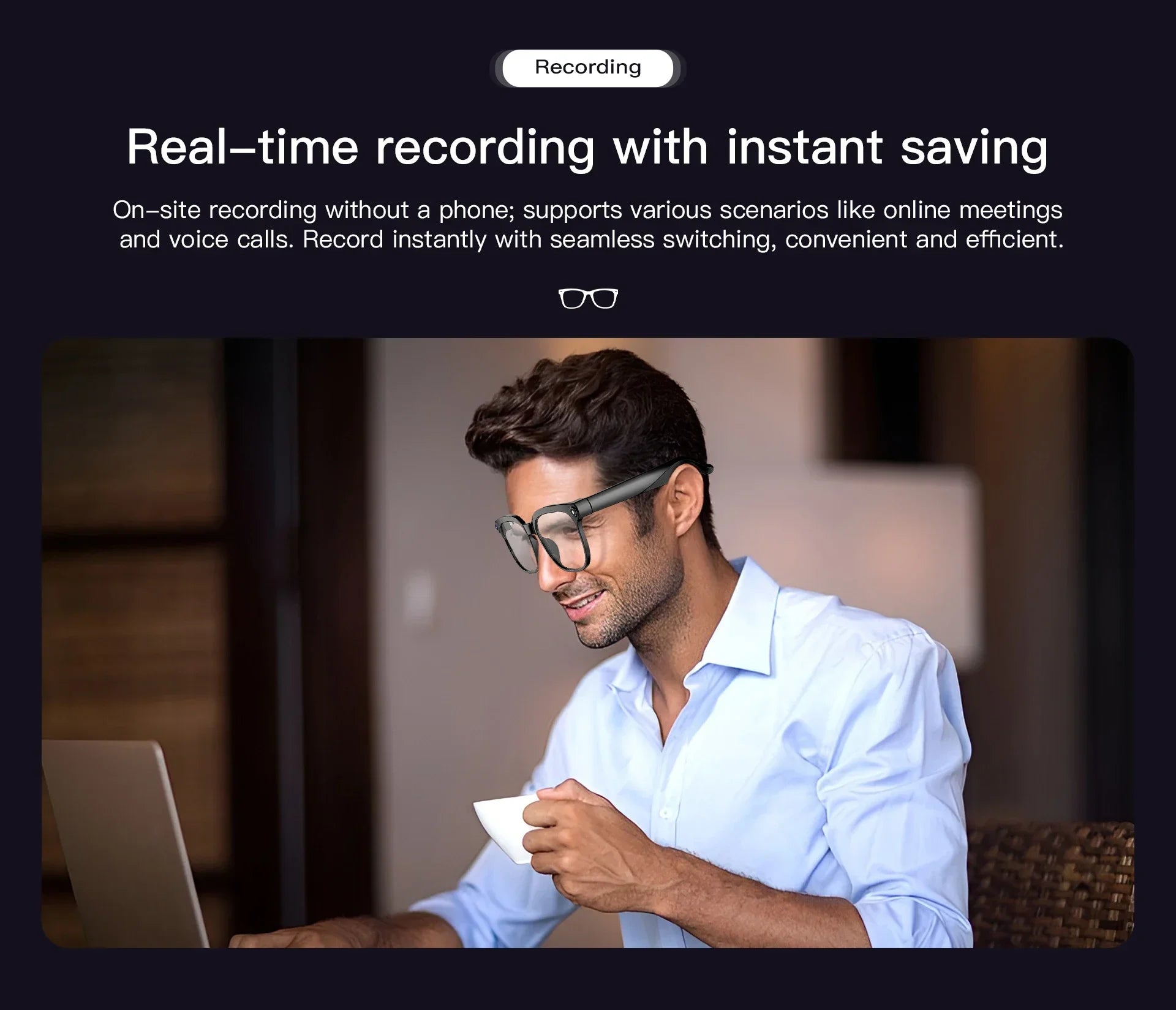 2026 New Smart Glasses 8MP HD Camera AI Voice Photo Video Recording Translation Long Battery Life Music Waterproof Smart Glasses