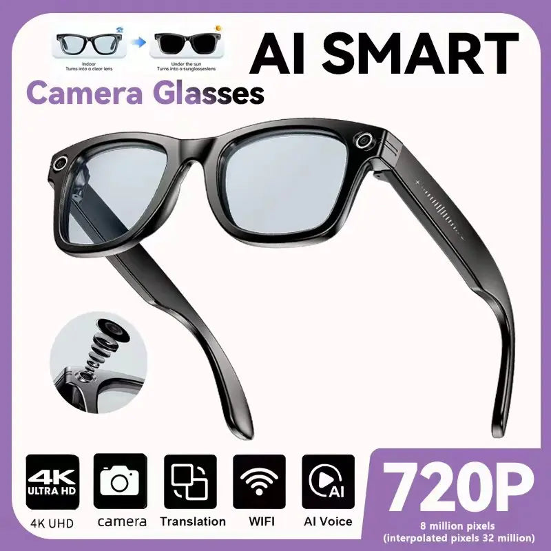 2025 Smart Sunglasses ai smart glasses with Camera Video 8MP Translation Bluetooth Call Music Play Men Women Recording 100+ Change color