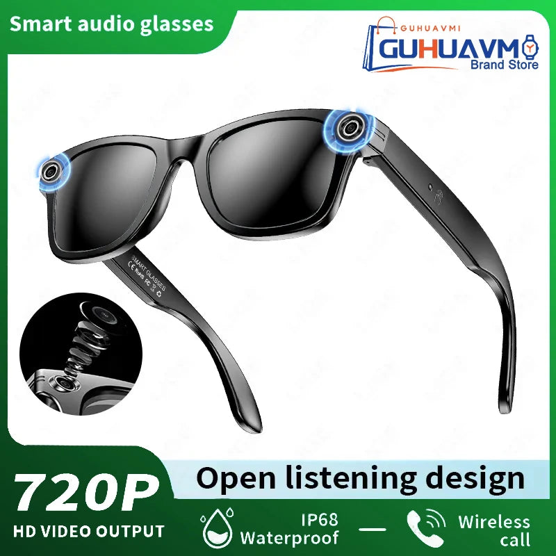 2025 Smart Glasses Men 8MP Camera WiFi Bluetooth Touch Control IP65 Waterproof AI Translation Noise Cancelling AI Glasses Women Sunglasses