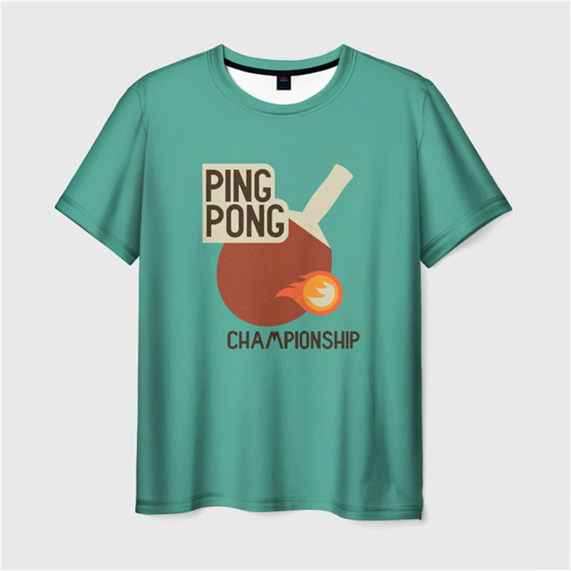 Table Tennis Full 3D Print T-shirt Men Cartoon Graphic Leisure Short Sleeve T Shirts Funny Children Size Ping Pong Sport…