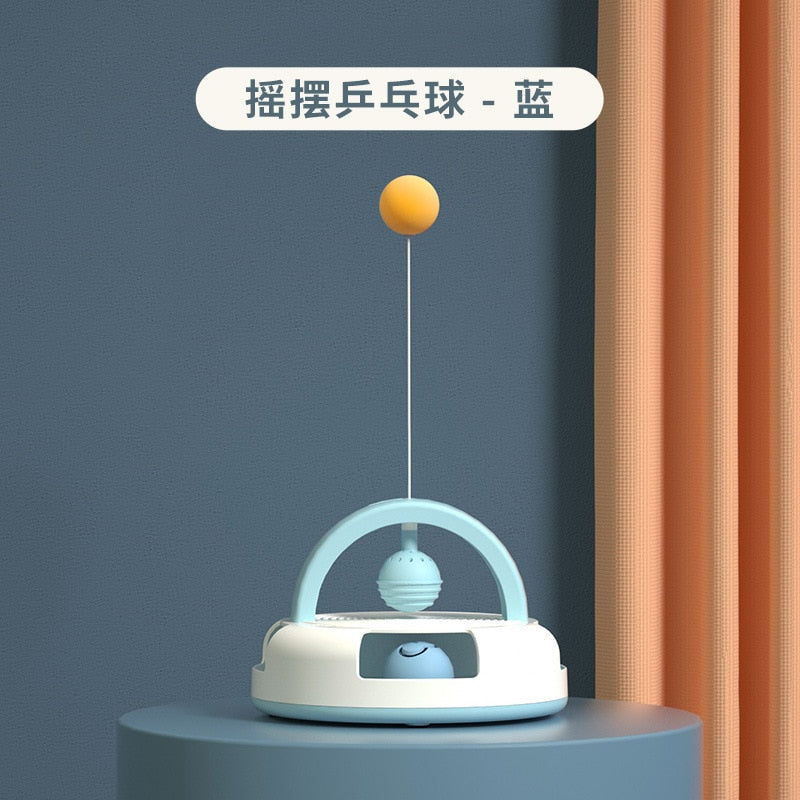 Gravity Table Tennis Cat Toy with Catnip Ball for Self-stimulation Cat Turntable Pet Supplies Cat Toy Toys Cats Items Products Blue