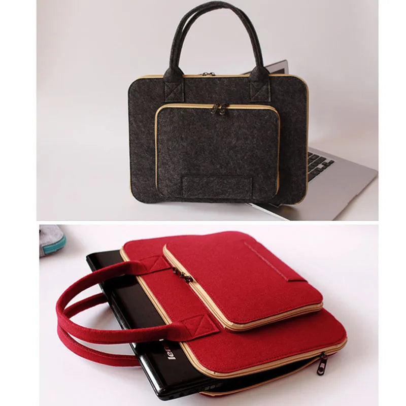 Wool Felt Laptop Sleeve Bag 11 13 15 17 Inch Briefcase Hand Bags for IPAD Macbook Notebook Wear-resistant Notebook Liner Package