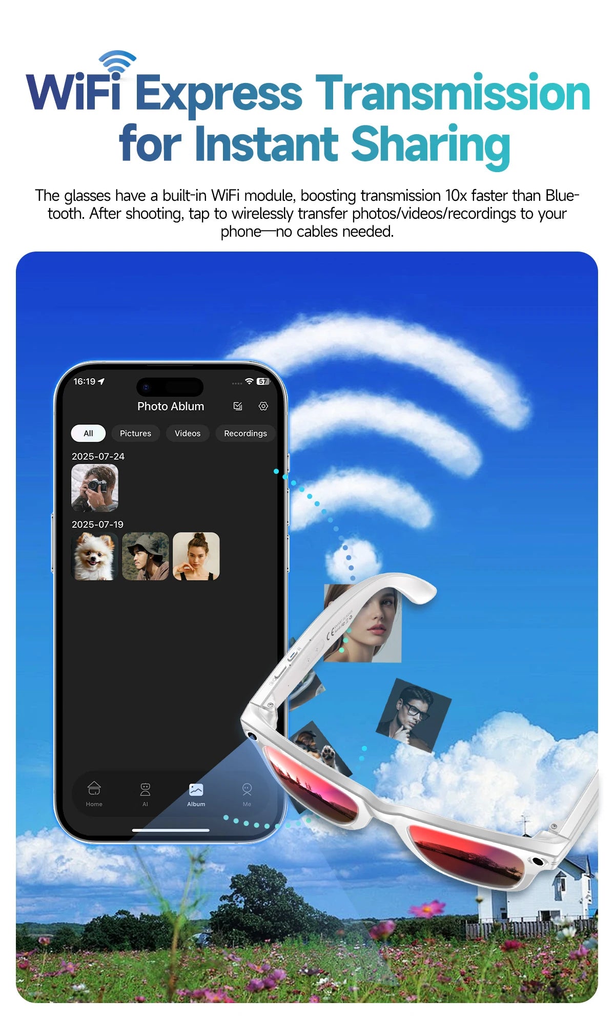 New Smart Glasses 8MP HD Camera AI Glasses Camera Photo Video Recording Translation Waterproof Anti-blue Camera Glasses Man Wome