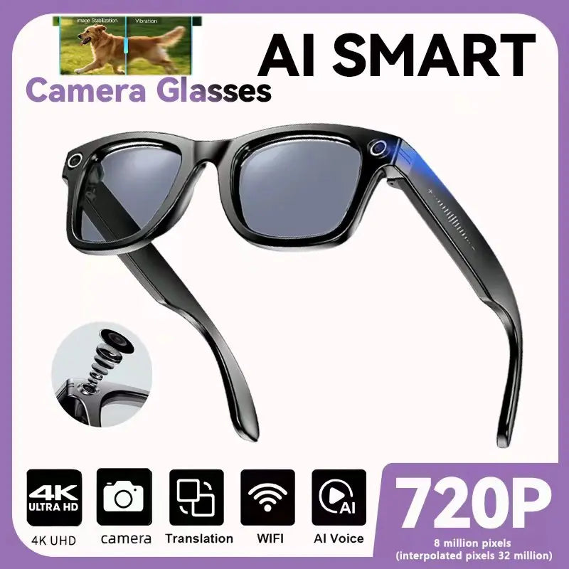 2025 Smart Sunglasses ai smart glasses with Camera Video 8MP Translation Bluetooth Call Music Play Men Women Recording 100+ Blue light