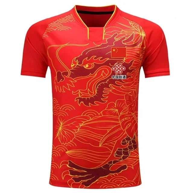 NEW Sports CHINA Dragon Table Tennis Jerseys Shorts Men Women Child Kids Ping Pong Jersey Table Tennis Shirt Sets Sport Shirts Flag Red 1 Shirt