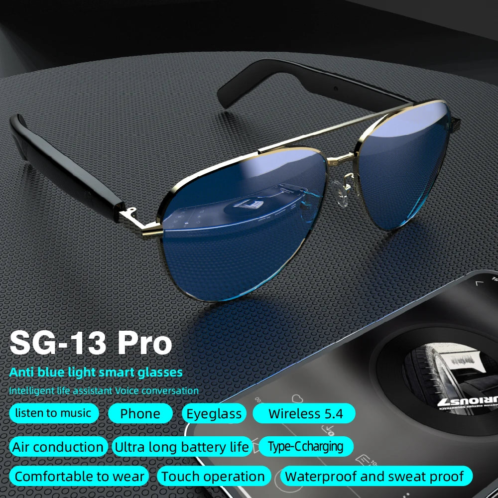 SG-13 Smart glasses, Bluetooth earphones, clear vision | UV resistant touch function | Versatile facial features
