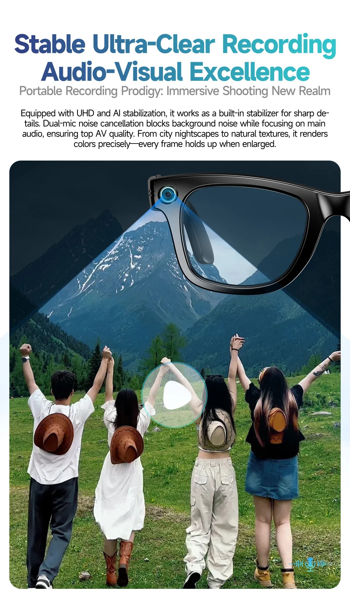 New Sunglasses Smart Glasses 8 Million Pixels Recording Videos AI Photo Recognition Answer Translation 290mAh Bluetooth Glasses