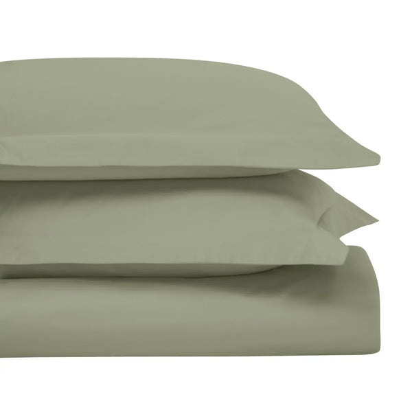 Sage King Cotton Blend Washable Duvet Cover Set Homeroots Bed & Bath