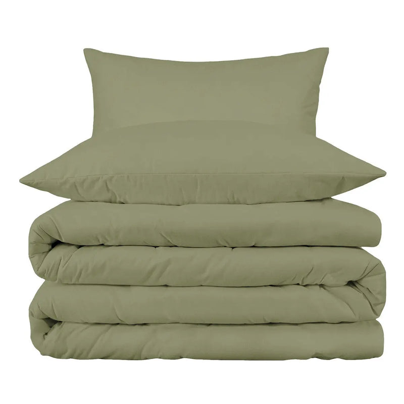 Sage King Cotton Washable Duvet Cover Set With Two Shams Homeroots Bed & Bath