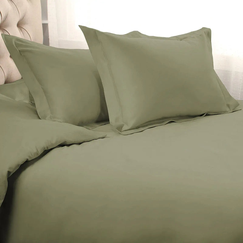 Sage Queen Cotton Blend 1200 Thread Count Washable Duvet Cover Set Homeroots Bed & Bath