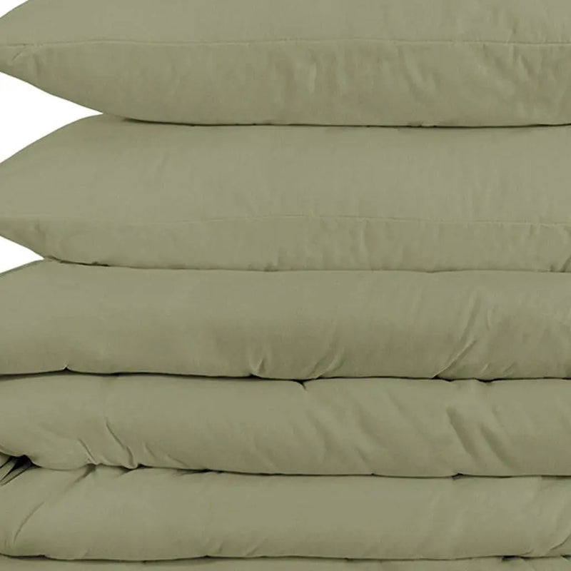 Sage Queen Cotton Blend 1200 Thread Count Washable Duvet Cover Set Homeroots Bed & Bath