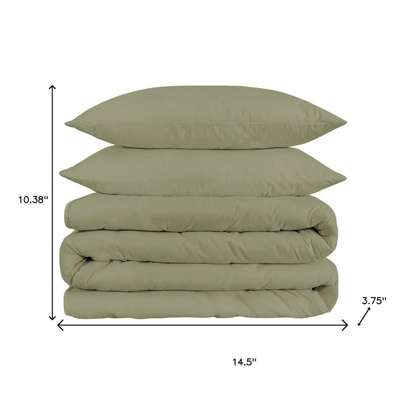 Sage Queen Cotton Blend 1200 Thread Count Washable Duvet Cover Set Homeroots Bed & Bath
