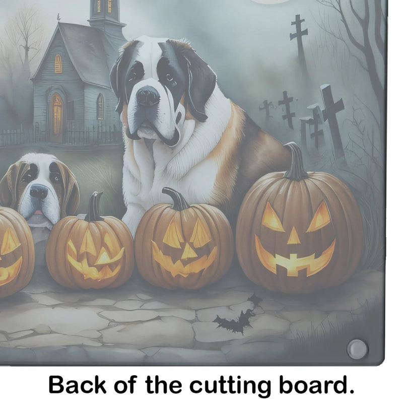 Saint Bernard Spooky Halloween Glass Cutting Board Caroline's Treasures