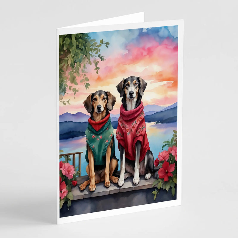 Saluki Two Hearts Greeting Cards Pack of 8 Caroline's Treasures