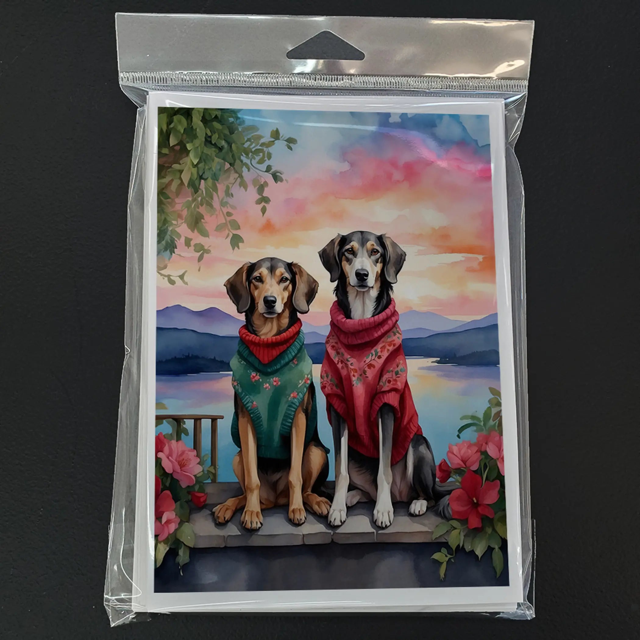 Saluki Two Hearts Greeting Cards Pack of 8 Caroline's Treasures