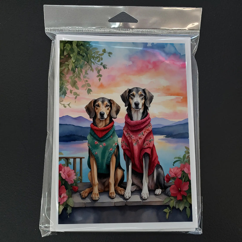 Saluki Two Hearts Greeting Cards Pack of 8 Caroline's Treasures