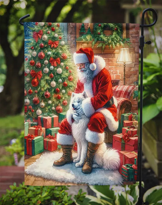 Samoyed and Santa Claus Garden Flag Caroline's Treasures