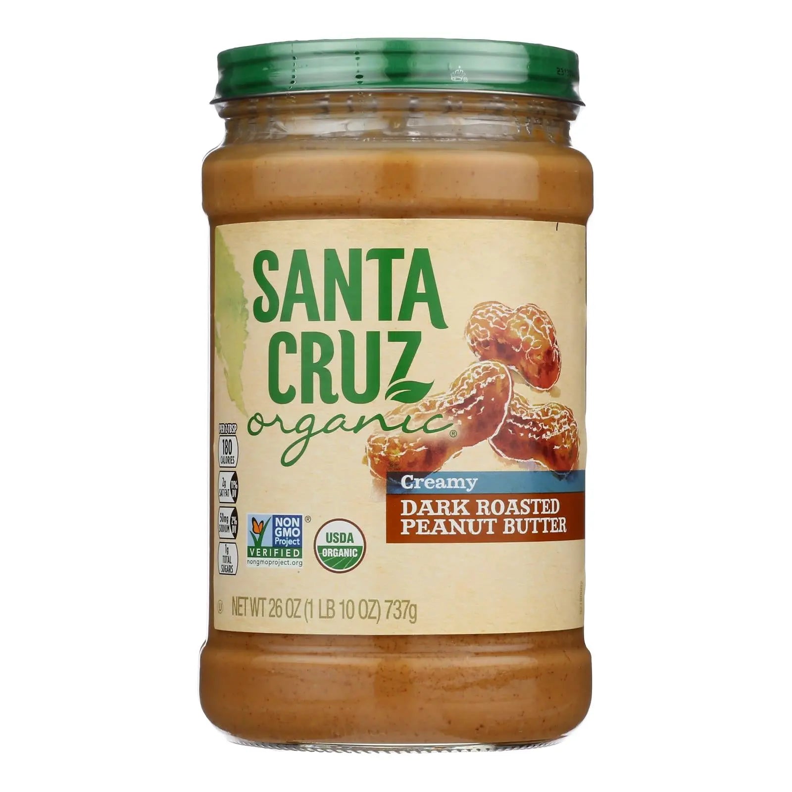 Santa Cruz Organic - Peanut Butter Organic Dark Roast Creamy - Case Of 6-26 Ounces Santa Cruz Organic