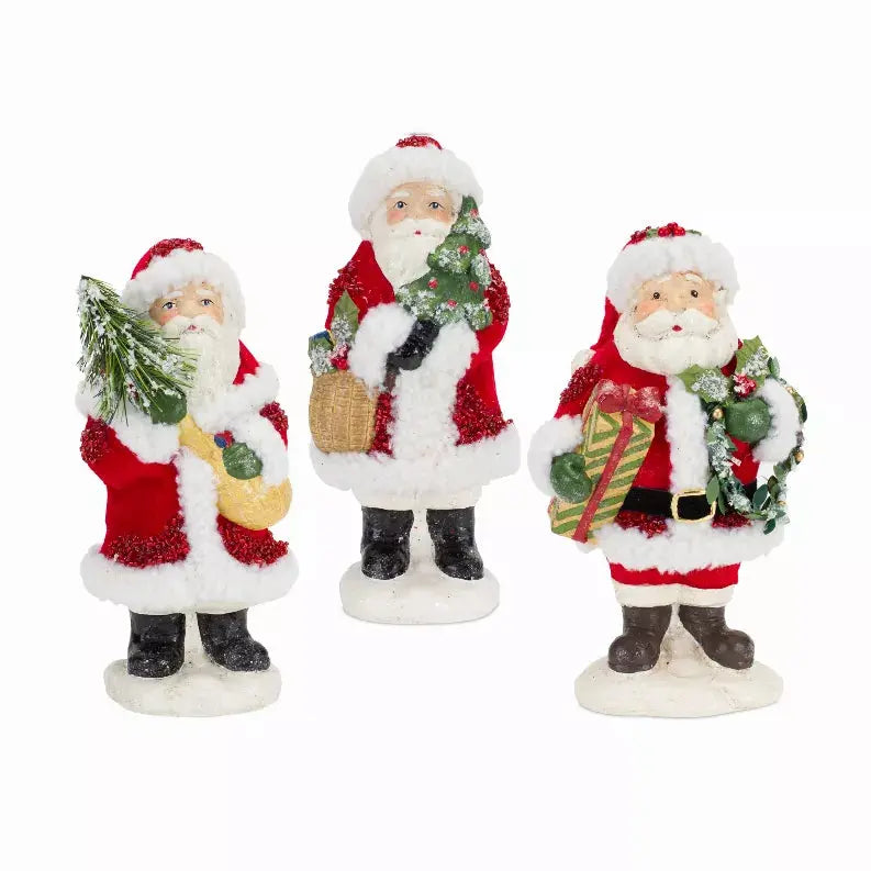 Santa (Set of 3) 8.75"H Paper Pulp Melrose Intl.