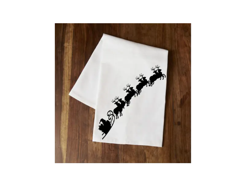 Santa's Sleigh Tea Towel Your Custom Sports