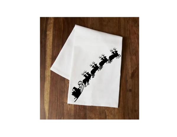 Santa's Sleigh Tea Towel Your Custom Sports