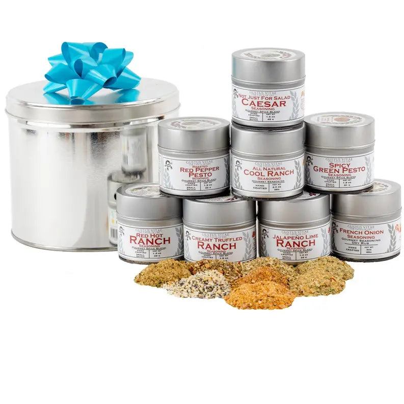 Sauce Lovers Gift Set | 8 Gourmet Seasonings In A Handsome Gift Tin Gustus Vitae