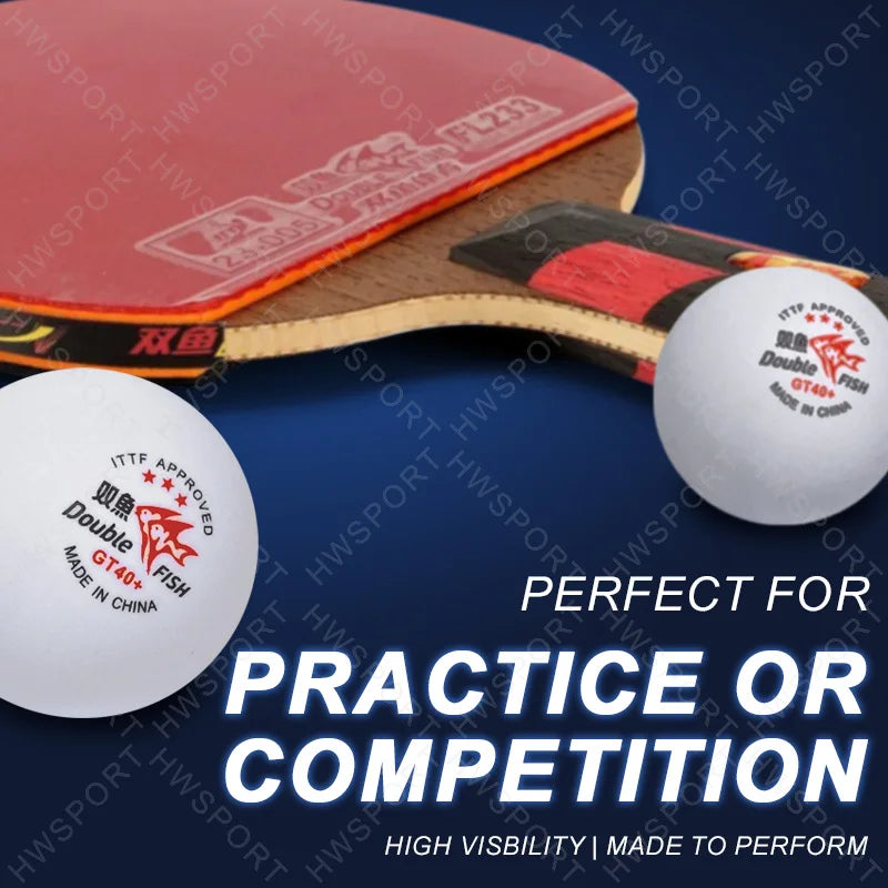 DOUBLE FISH Table Tennis Balls GT40+ ABS 3 Star Ping Pong Balls ITTF Approved Pingpong with Seam - 6 Pack