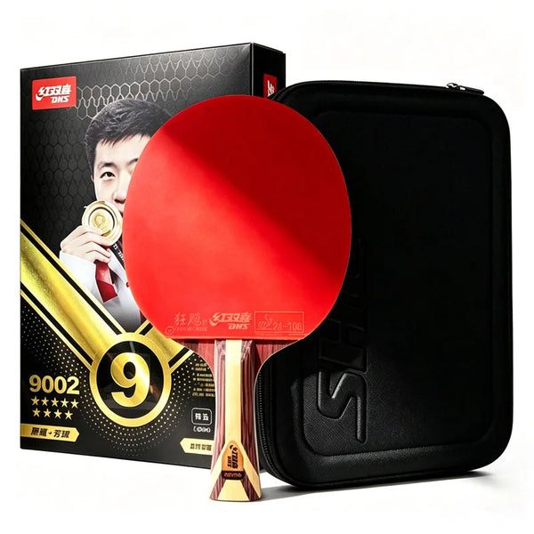 DHS 9002 Table Tennis Racket Professional Ping Pong Racket Paddle Hurricane 3&8 Rubber 5+2 Inner KLC Blade - 9002 FL Grip