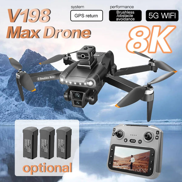 For Xiaomi V198 MAX GPS Drone  8K HD Aerial Photography Dual Camera Brushless Quadrotor Laser Obstacle Avoidance  Aerial Optical - GreatEagleInc