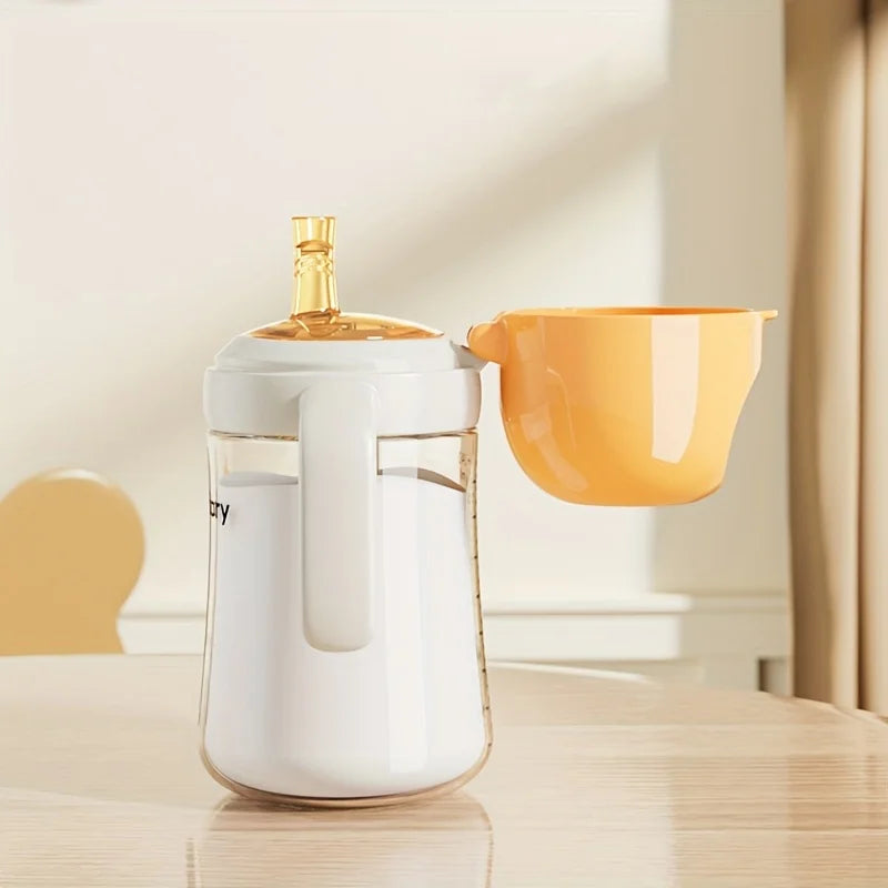 baby bottle, made of food grade PP material, safe and durable for newborns, with anti slip cartoon handle and large mouth