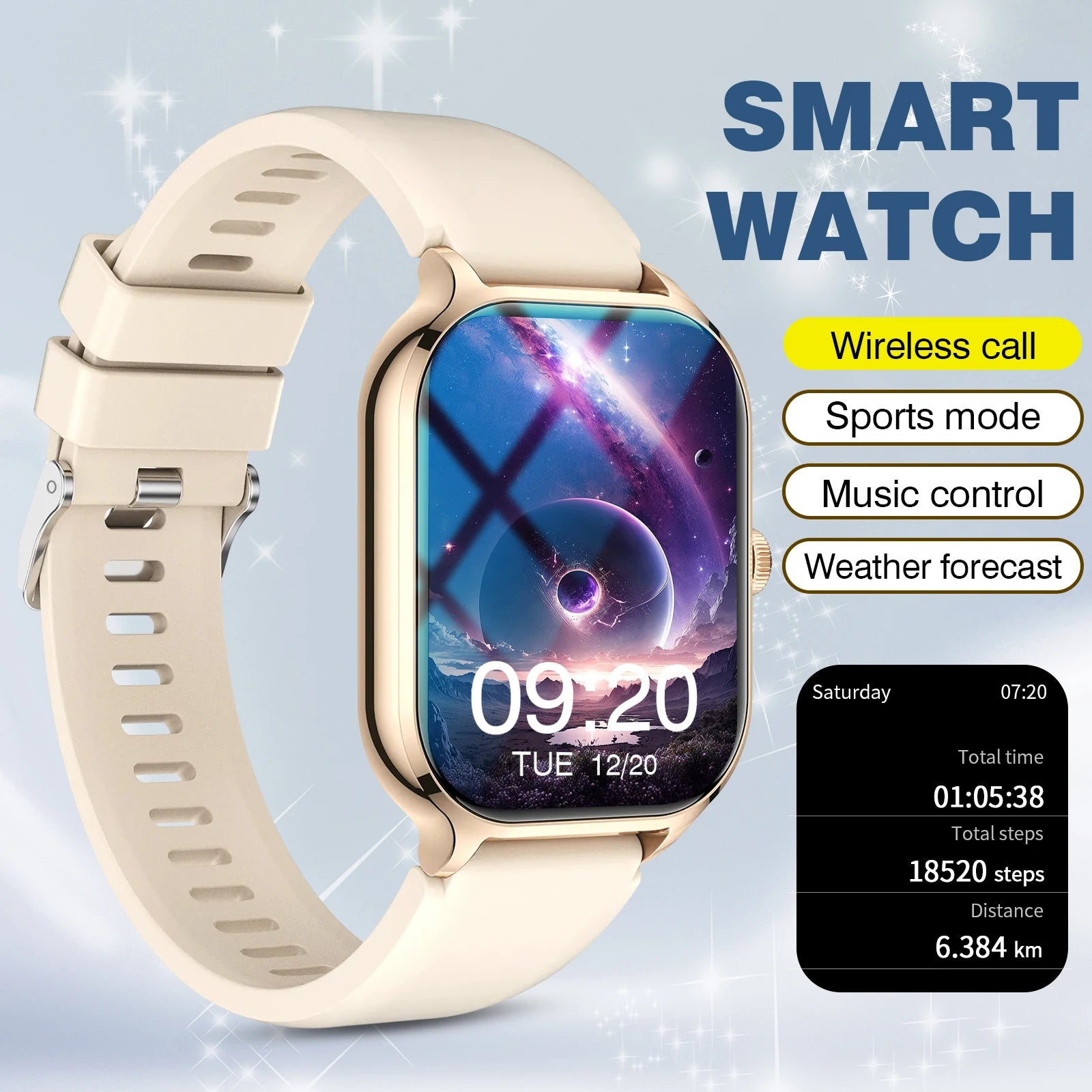 Smart watch, wireless calling, customizable dial, remote photography, multiple sports modes, suitable for iPhone/Android gold United States