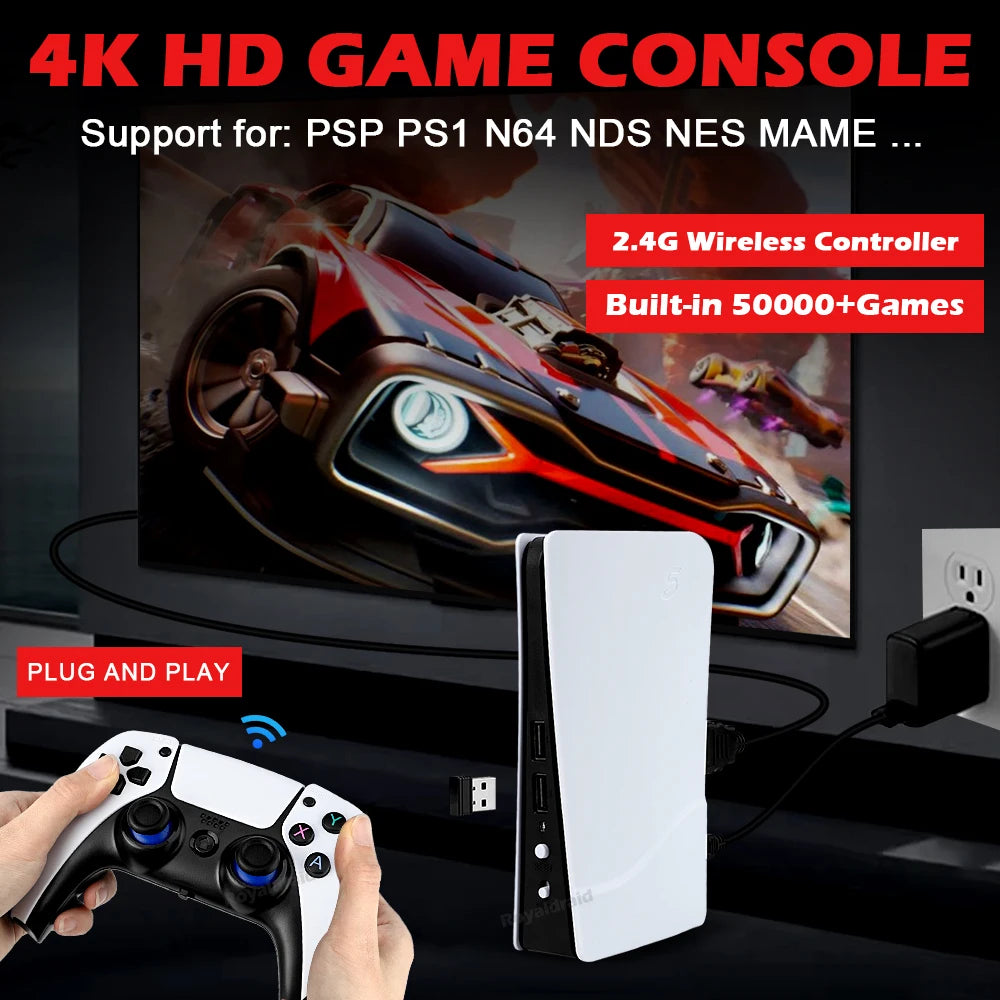 NEW GB5 Video Game Console 64GB/128GB 40000 Free Games HD TV Game Box 5 Two Gamepads For PS1/PPSPP/MAME Arcade Gaming Stick - GreatEagleInc