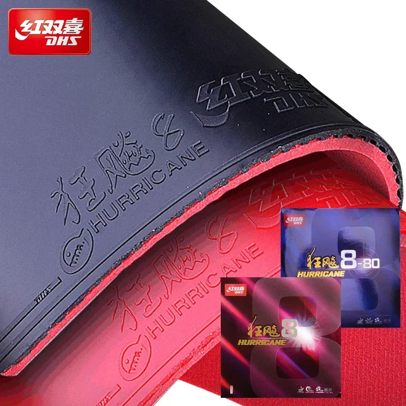 DHS Hurricane 8 Table Tennis Rubber Sheet with High Elastic Sponge Pips-in Sticky Ping Pong Rubber PF4 Hurricane 8-80 Fast…
