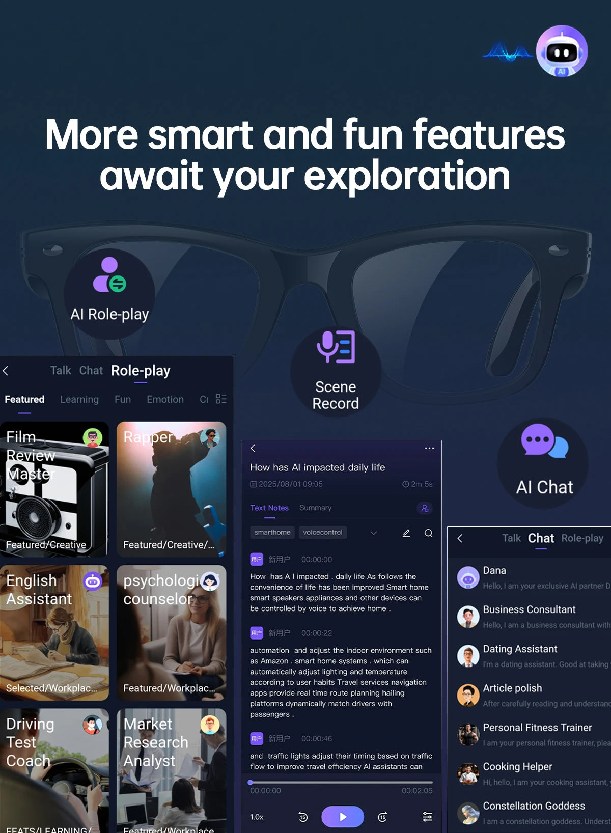 LIGE AI Smart Glasses Men 2025 New Color-Changing Translation Glasses Temperature Monitoring Waterproof Call Smart Sunglasses