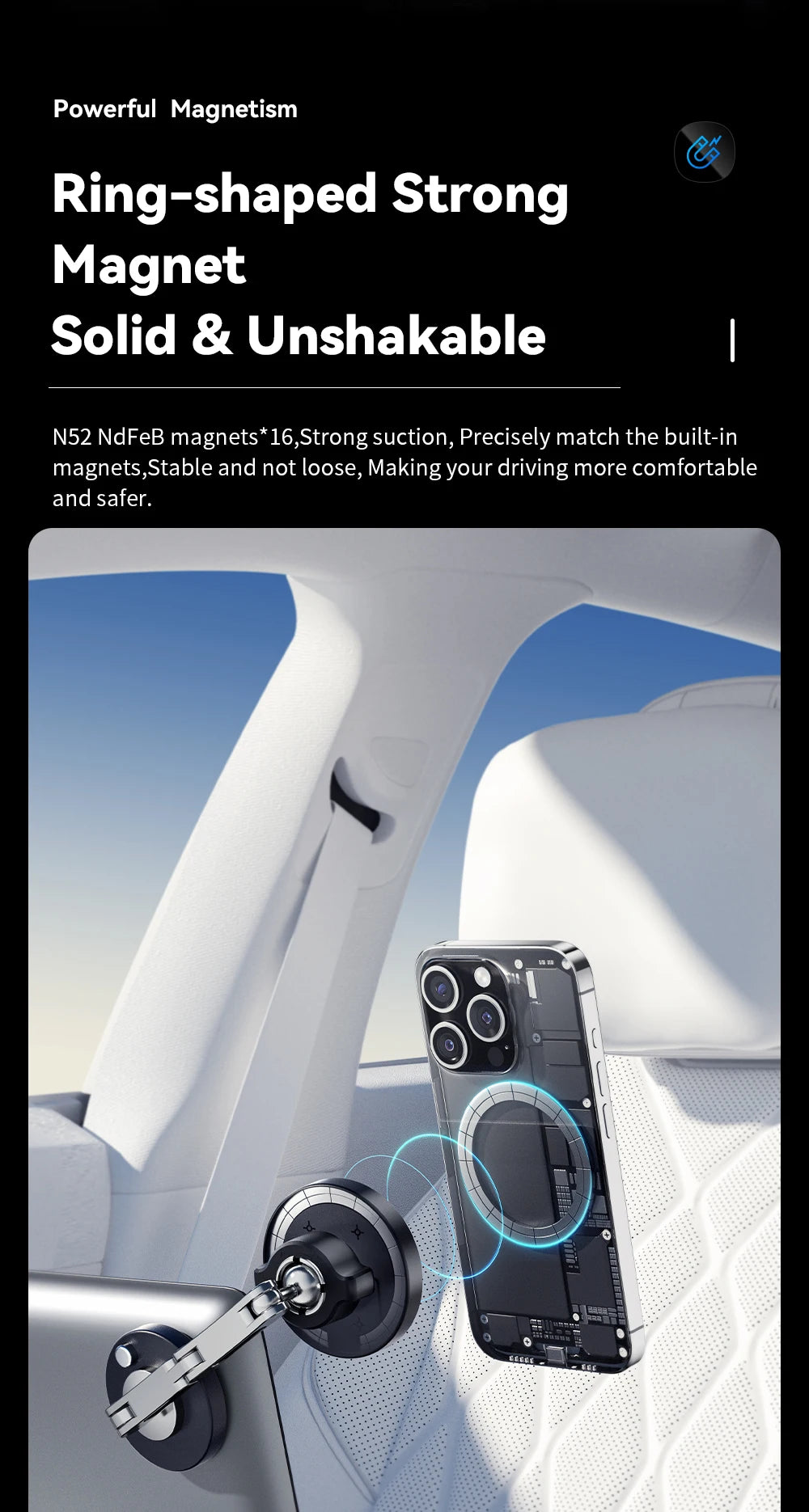 Essager Magnetic Wireless Charger Car Phone Holder 15W Fast Charging Easy Paste Mount Stand For Magsafe iPhone 15 14 13 Pro Max